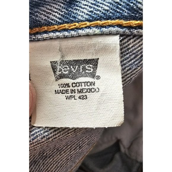 Levis 501 Vintage Denim Blue Jeans Button Fly Red Tab Mexico 35/30 Light Wash - Picture 9 of 13